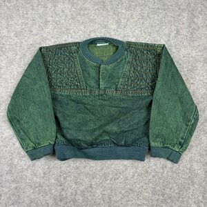 Kelly Kids Denim Boys Size 6 Green Acid Wash Vintage Quilted Sweatshirt Workwear